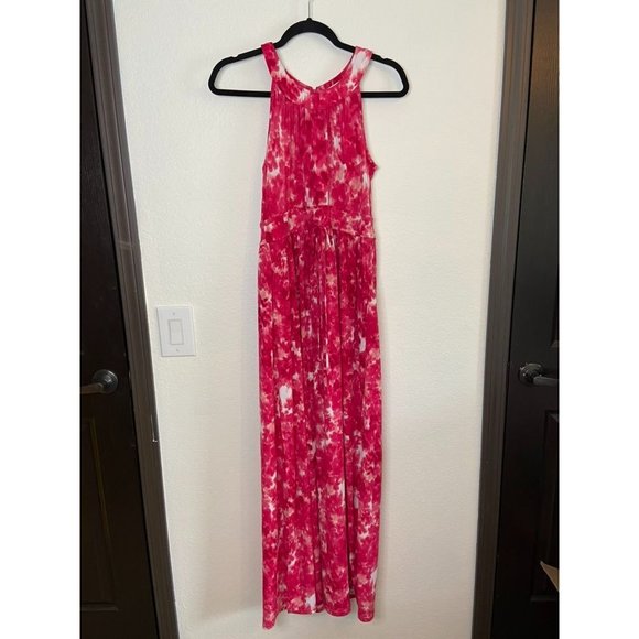 Calvin Klein women's pink‎ white patterned maxi dress stretch high neck - Picture 1 of 8